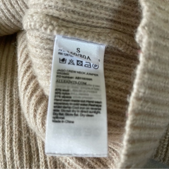 ALL SAINTS women’s Pullover Sweater wool alpaca minimalist size small - Picture 7 of 9